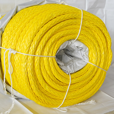 เชือกผูกเรือ UHMWPE ถักแรงดึงสูง 12 เส้น เชือกลากจูง HMPE ขนาด 28-128 มม.