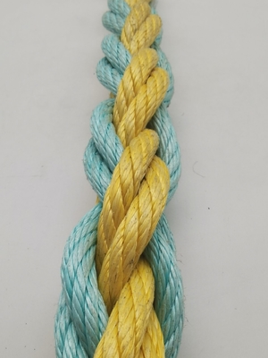 สีเหลืองผสมสีเขียว 8 Strand Square Combination Rope 26mm 48mm For Marine