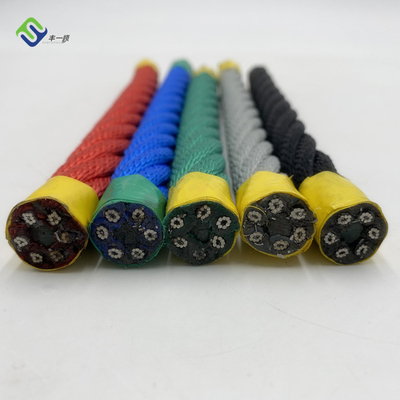 เชือกสนามเด็กเล่นผสมโพลีเอสเตอร์ขนาด 16 มม. สีที่กำหนดเองสำหรับตาข่ายเชือกปีนเขา