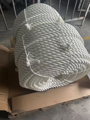 เชือกโพลีเอสเตอร์ 3 เส้น ขนาด 12 มม. สีขาว สำหรับรอกสมอเรือแบบใช้มือ