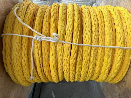 12-Strand UHMWPE Rope with Low Elongation High Energy Absorption and Chemical Resistant for Marine and Industrial Use