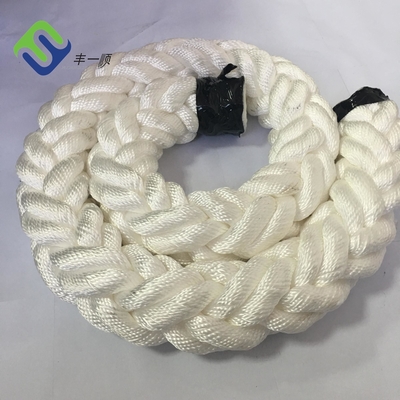 8 Strand ถักเปียโพลีเอสเตอร์สีขาวเชือกใยสังเคราะห์สวมทน