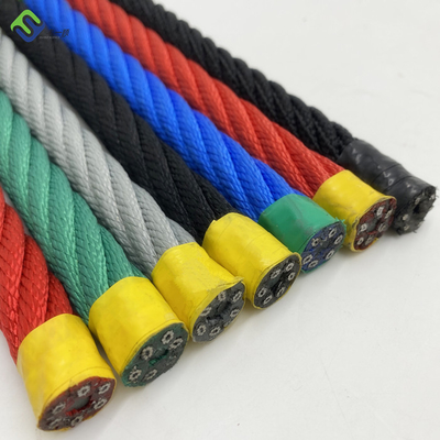 6 Strand 16mm โพลีเอสเตอร์ผสมเชือกสนามเด็กเล่นลวดสลิงสำหรับปีนเขา Nets