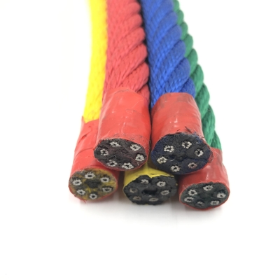 สนามเด็กเล่นกลางแจ้ง 6 Strand Polypropylene PP หุ้มแกนเหล็กลวดสลิง