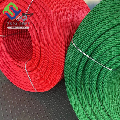 6 Strand 16mm Steel Core โพลีเอสเตอร์ผสมสนามเด็กเล่นลวดสลิง