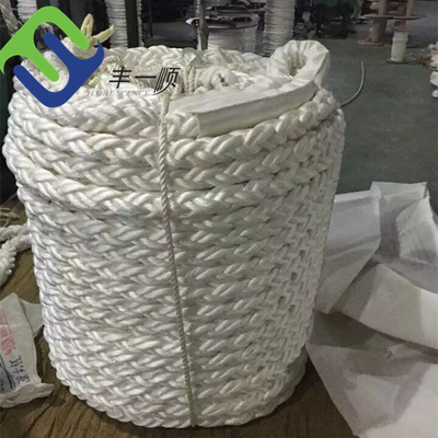 52mm Dia 8 Strand เชือกโพลีเอสเตอร์เชือกการยืดตัวเรือเดินทะเลต่ำ