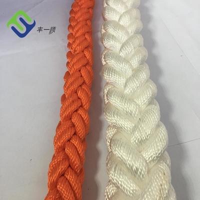 52mm Dia 8 Strand เชือกโพลีเอสเตอร์เชือกการยืดตัวเรือเดินทะเลต่ำ