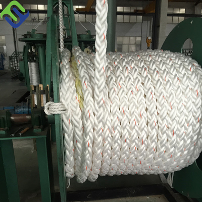 32mm 8 Strand เชือกโพลีเอสเตอร์เรือ White Marine Mooring Lines