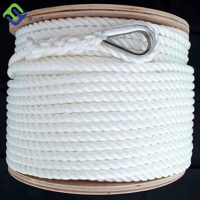 เรือ 3 Strand Anchor Rope Nylon Dock Lines Twisted Mooring Rope